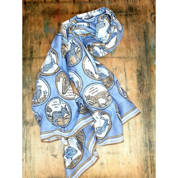 Inoui Editions šilko ir medvilnės skara CHANCE INOUI BLUE